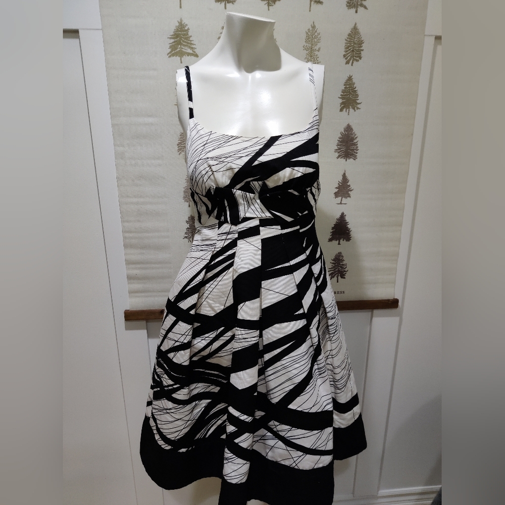 Sandra Angelozzi Black & White Abstract Fit & Flare Dress - EU 32